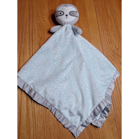 Lullaby Lane Pastel Plush SLOTH Lovey Security Blanket Satin Trim 24"ish Toy - Picture 1 of 9